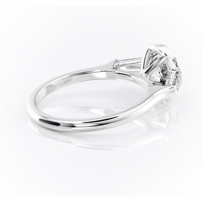 Inel de logodnă Lunaria din aur Alb 14kt cu moissanite tăietură rotundă – Solitar rafinată pentru profil înalt | Personalizează și configurează gratuit online [3]