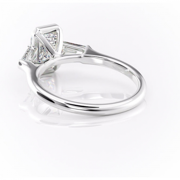 Inel de logodnă Lunaria din aur Alb 14kt cu moissanite tăietură smarald – Solitar rafinată pentru profil înalt | Personalizează și configurează gratuit online [4]