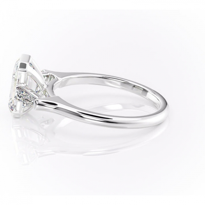 Inel de logodnă Lunaria din aur Alb 14kt cu moissanite tăietură smarald – Solitar rafinată pentru profil înalt | Personalizează și configurează gratuit online [6]