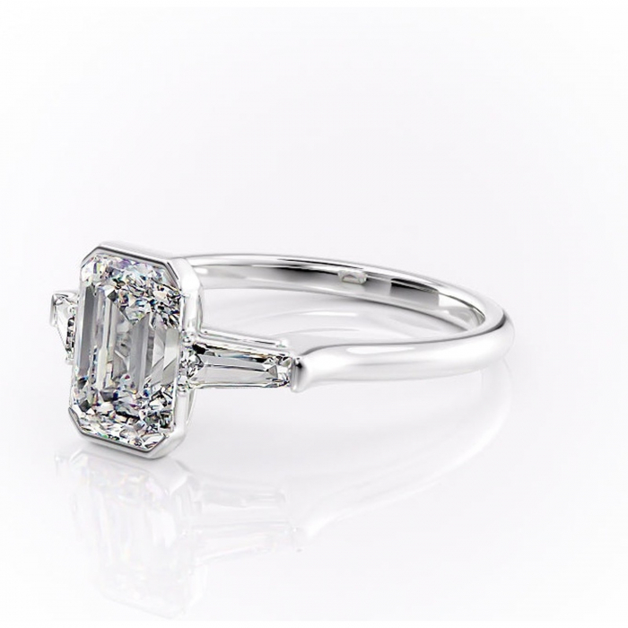 Inel de logodnă Lunaria din aur Alb 14kt cu moissanite tăietură smarald – Solitar rafinată pentru profil înalt | Personalizează și configurează gratuit online [7]