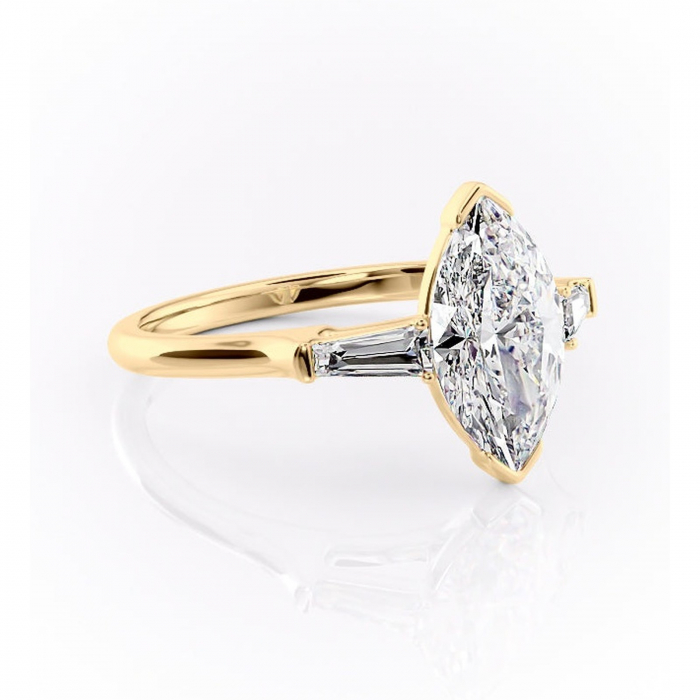 Inel de logodnă Lunaria din aur Galben 18kt cu moissanite tăietură marquise – Solitar rafinată pentru profil înalt | Personalizează și configurează gratuit online [1]