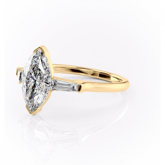 Inel de logodnă Lunaria din aur Galben 18kt cu moissanite tăietură marquise – Solitar rafinată pentru profil înalt | Personalizează și configurează gratuit online [7]