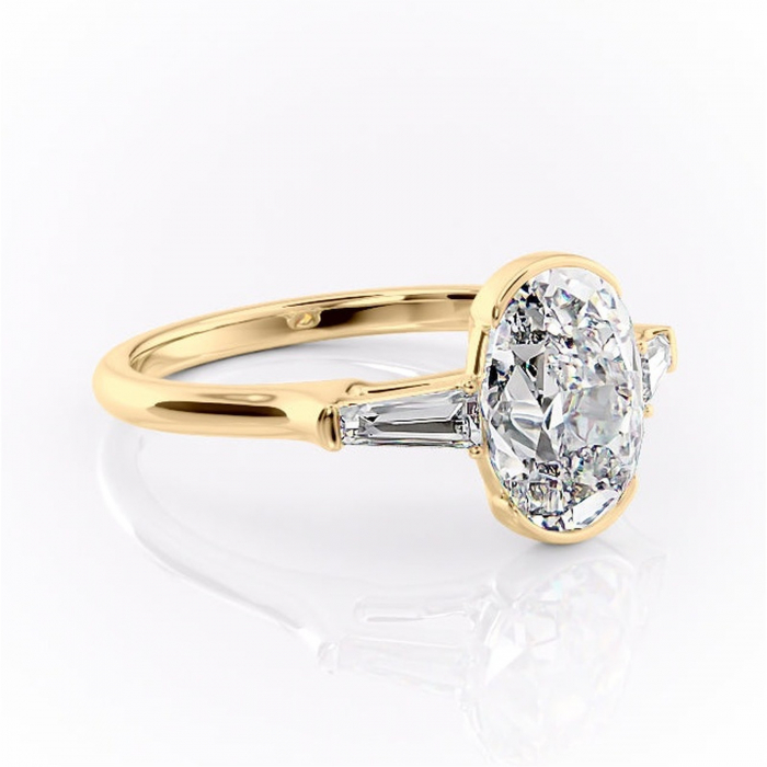 Inel de logodnă Lunaria din aur Galben 18kt cu moissanite tăietură ovală – Solitar rafinată pentru profil înalt | Personalizează și configurează gratuit online [1]
