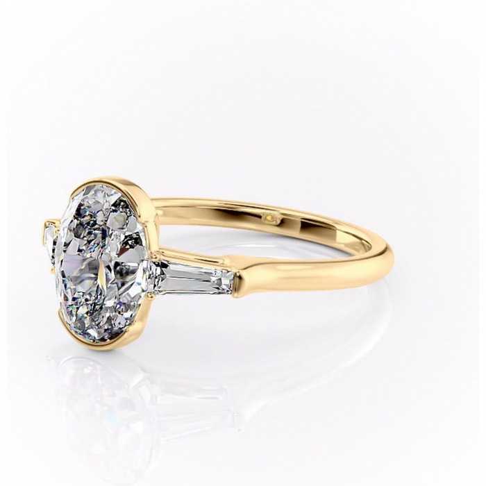 Inel de logodnă Lunaria din aur Galben 18kt cu moissanite tăietură ovală – Solitar rafinată pentru profil înalt | Personalizează și configurează gratuit online [7]