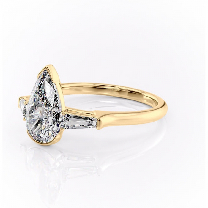Inel de logodnă Lunaria din aur Galben 14kt cu moissanite tăietură pară – Solitar rafinată pentru profil înalt | Personalizează și configurează gratuit online [7]