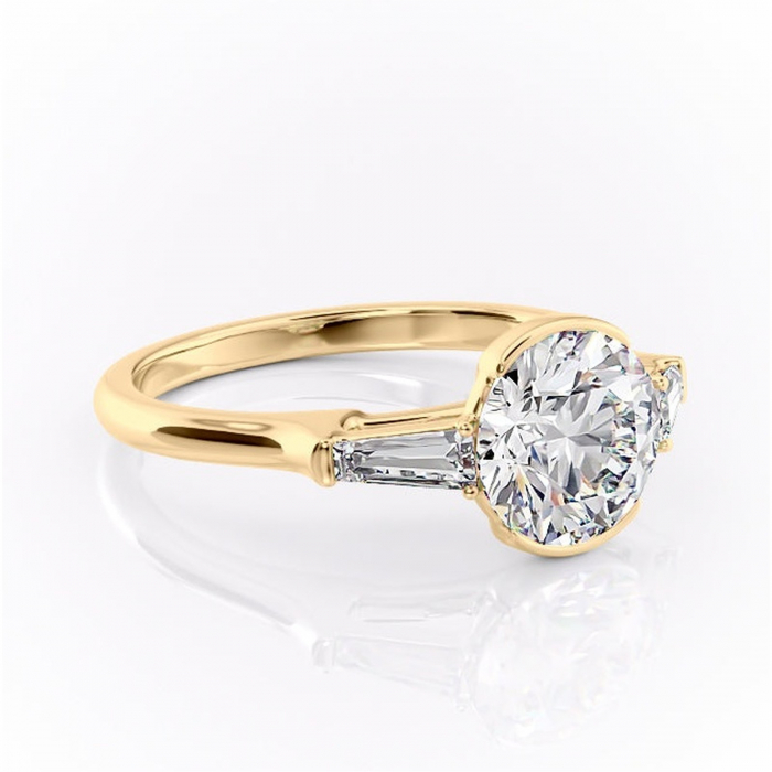 Inel de logodnă Lunaria din aur Galben 14kt cu moissanite tăietură rotundă – Solitar rafinată pentru profil înalt | Personalizează și configurează gratuit online [1]