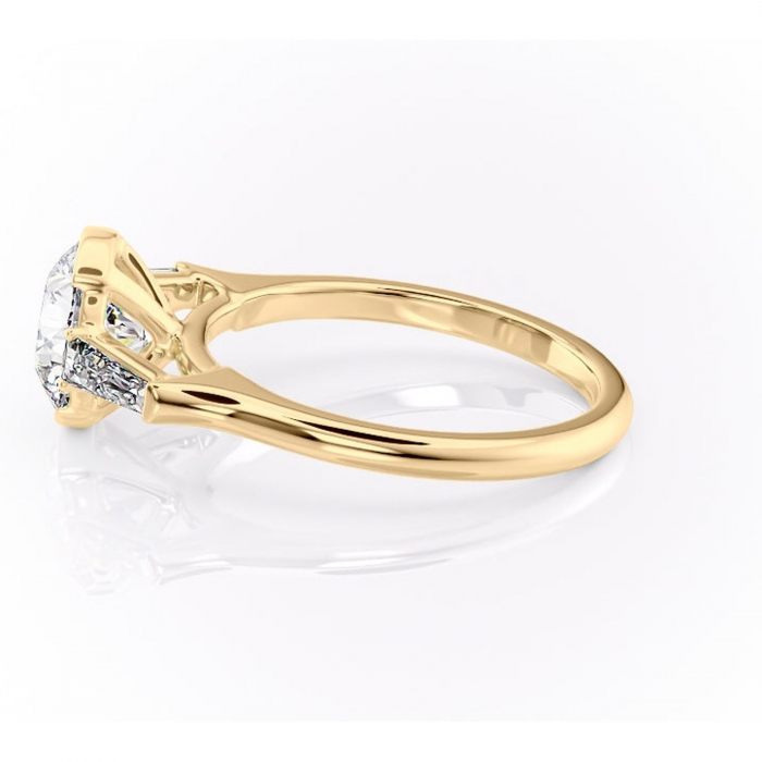 Inel de logodnă Lunaria din aur Galben 14kt cu moissanite tăietură rotundă – Solitar rafinată pentru profil înalt | Personalizează și configurează gratuit online [6]