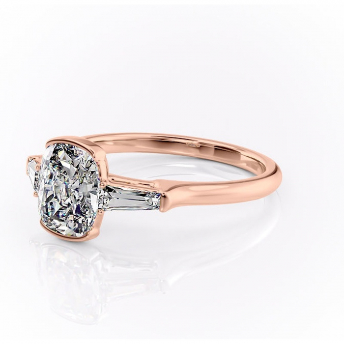 Inel de logodnă Lunaria din aur Rose 14kt cu moissanite tăietură pernă – Solitar rafinată pentru profil înalt | Personalizează și configurează gratuit online [7]