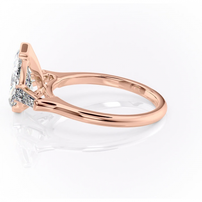 Inel de logodnă Lunaria din aur Rose 14kt cu moissanite tăietură pară – Solitar rafinată pentru profil înalt | Personalizează și configurează gratuit online [6]