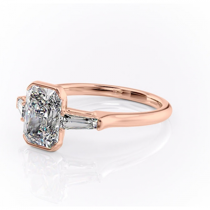 Inel de logodnă Lunaria din aur Rose 14kt cu moissanite tăietură radiantă – Solitar rafinată pentru profil înalt | Personalizează și configurează gratuit online [7]