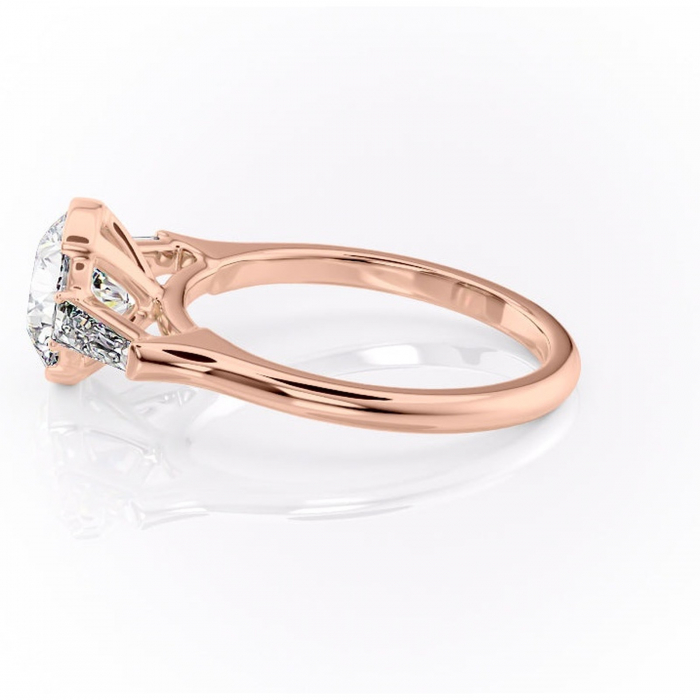 Inel de logodnă Lunaria din aur Rose 14kt cu moissanite tăietură rotundă – Solitar rafinată pentru profil înalt | Personalizează și configurează gratuit online [6]