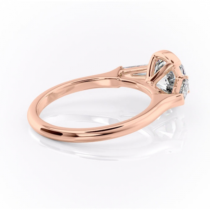 Inel de logodnă Lunaria din aur Rose 14kt cu moissanite tăietură rotundă – Solitar rafinată pentru profil înalt | Personalizează și configurează gratuit online [3]