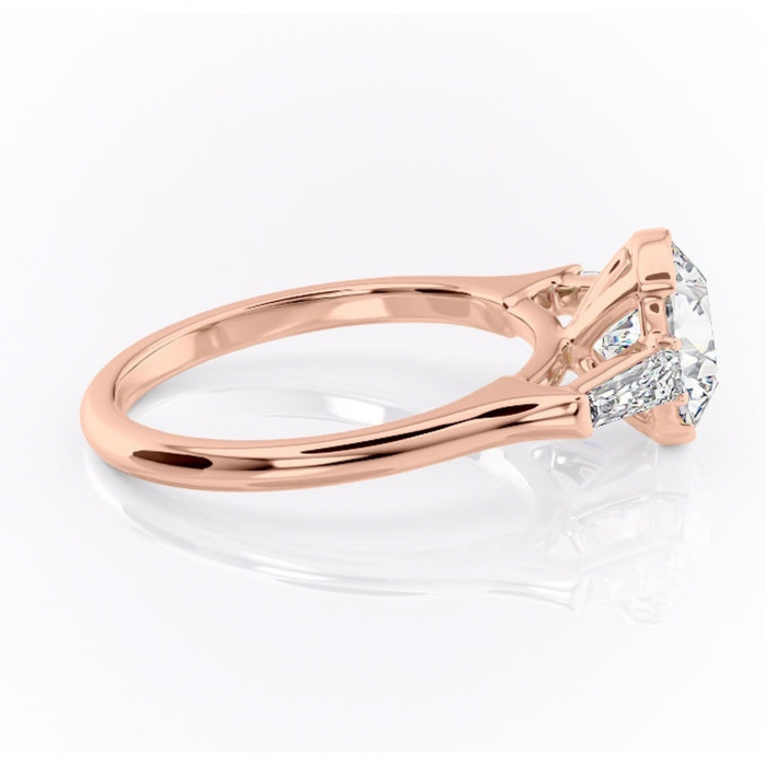 Inel de logodnă Lunaria din aur Rose 14kt cu moissanite tăietură rotundă – Solitar rafinată pentru profil înalt | Personalizează și configurează gratuit online [2]