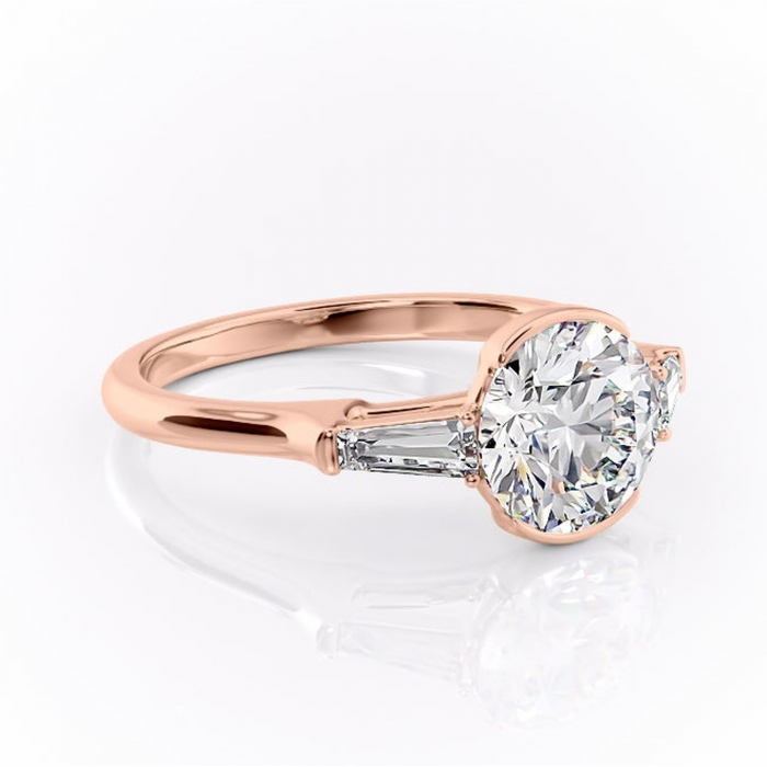 Inel de logodnă Lunaria din aur Rose 14kt cu moissanite tăietură rotundă – Solitar rafinată pentru profil înalt | Personalizează și configurează gratuit online [1]