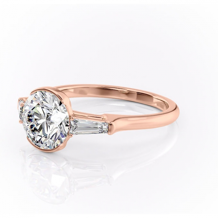 Inel de logodnă Lunaria din aur Rose 14kt cu moissanite tăietură rotundă – Solitar rafinată pentru profil înalt | Personalizează și configurează gratuit online [7]