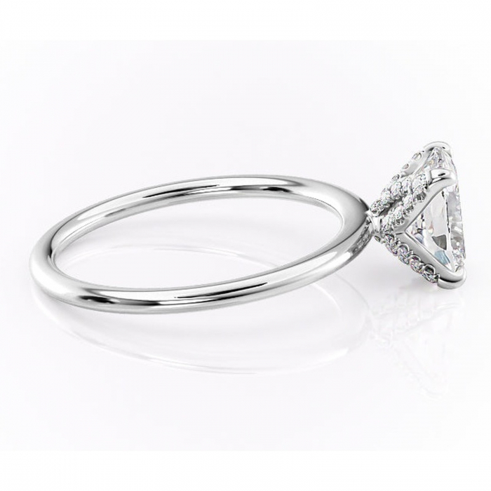 Inel de logodnă Lux din aur Alb 14kt cu moissanite tăietură pernă – Solitar rafinată pentru profil înalt | Personalizează și configurează gratuit online [2]