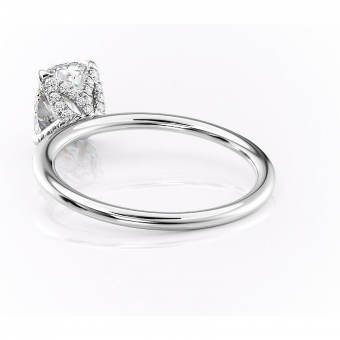 Inel de logodnă Lux din aur Alb 14kt cu moissanite tăietură pernă – Solitar rafinată pentru profil înalt | Personalizează și configurează gratuit online [4]