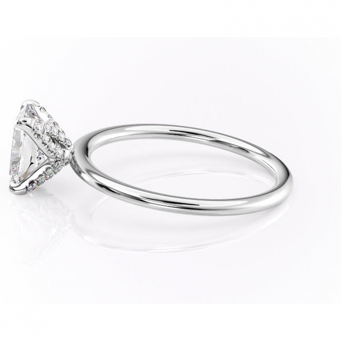 Inel de logodnă Lux din aur Alb 14kt cu moissanite tăietură pernă – Solitar rafinată pentru profil înalt | Personalizează și configurează gratuit online [6]
