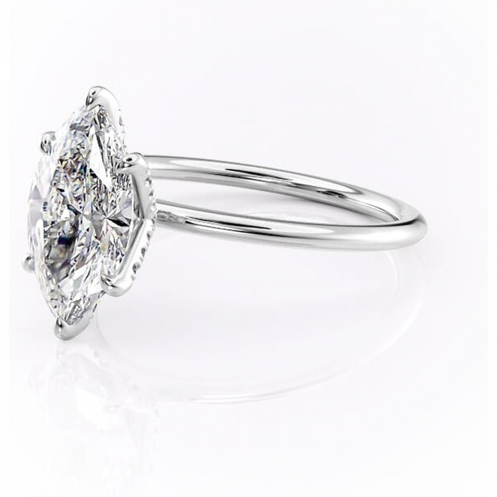 Inel de logodnă Lux din aur Alb 14kt cu moissanite tăietură marquise – Solitar rafinată pentru profil înalt | Personalizează și configurează gratuit online [7]