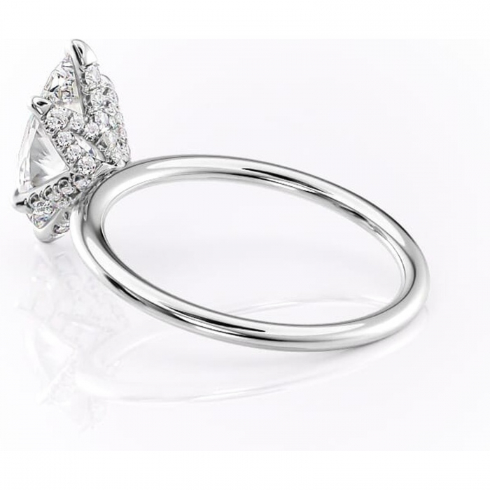 Inel de logodnă Lux din aur Alb 14kt cu moissanite tăietură marquise – Solitar rafinată pentru profil înalt | Personalizează și configurează gratuit online [5]