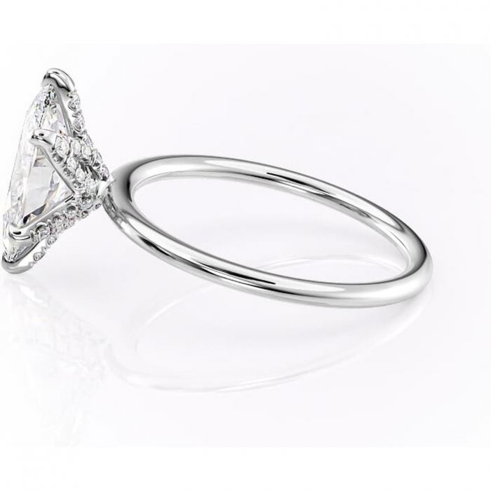 Inel de logodnă Lux din aur Alb 14kt cu moissanite tăietură marquise – Solitar rafinată pentru profil înalt | Personalizează și configurează gratuit online [6]