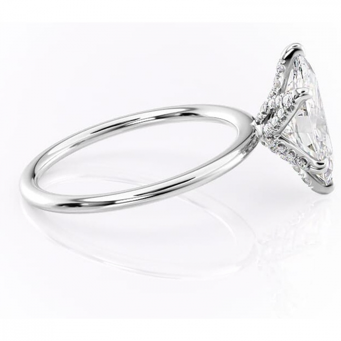 Inel de logodnă Lux din aur Alb 14kt cu moissanite tăietură marquise – Solitar rafinată pentru profil înalt | Personalizează și configurează gratuit online [2]