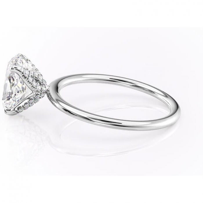 Inel de logodnă Lux din aur Alb 14kt cu moissanite tăietură ovală – Solitar rafinată pentru profil înalt | Personalizează și configurează gratuit online [6]