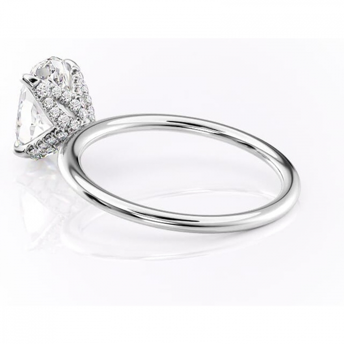 Inel de logodnă Lux din aur Alb 14kt cu moissanite tăietură ovală – Solitar rafinată pentru profil înalt | Personalizează și configurează gratuit online [5]