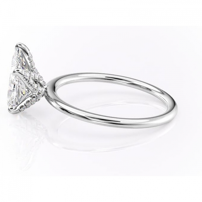 Inel de logodnă Lux din aur Alb 14kt cu moissanite tăietură pară – Solitar rafinată pentru profil înalt | Personalizează și configurează gratuit online [6]