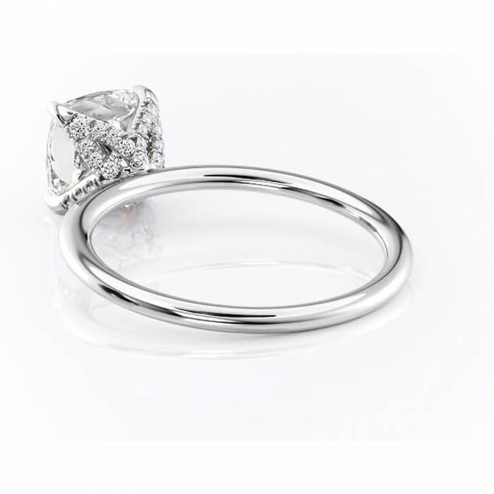 Inel de logodnă Lux din aur Alb 18kt cu moissanite tăietură pernă – Solitar rafinată pentru profil înalt | Personalizează și configurează gratuit online [4]