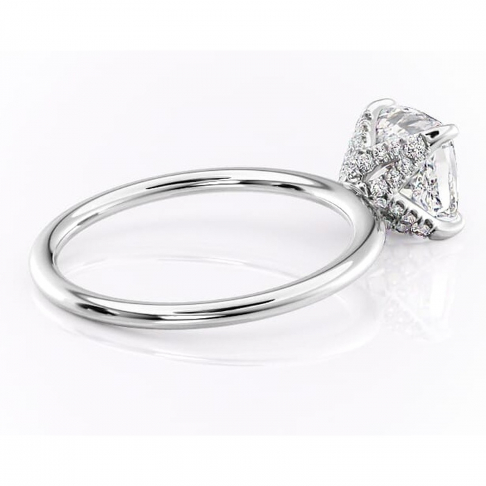 Inel de logodnă Lux din aur Alb 18kt cu moissanite tăietură pernă – Solitar rafinată pentru profil înalt | Personalizează și configurează gratuit online [3]