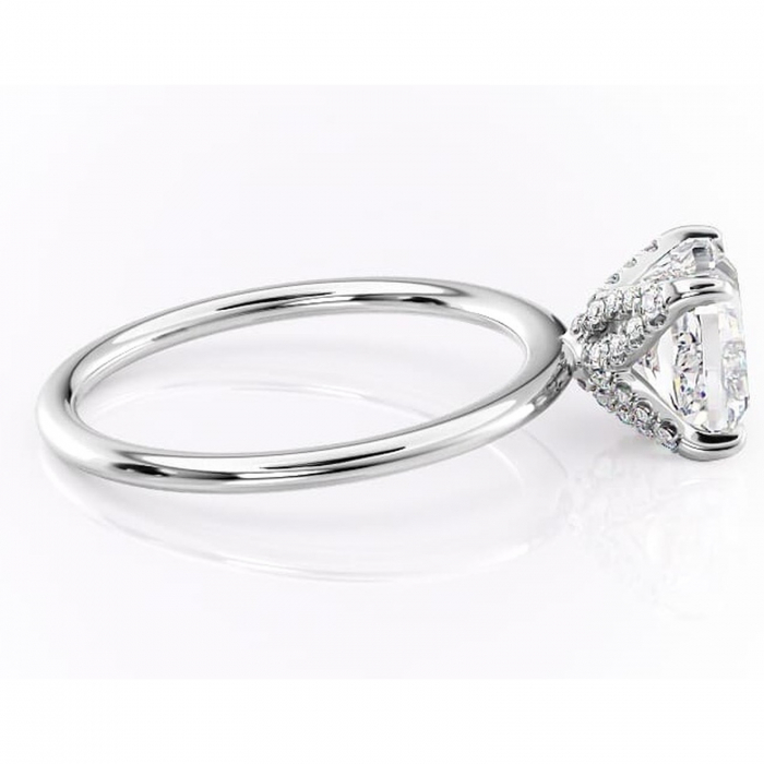 Inel de logodnă Lux din aur Alb 18kt cu moissanite tăietură pernă – Solitar rafinată pentru profil înalt | Personalizează și configurează gratuit online [2]