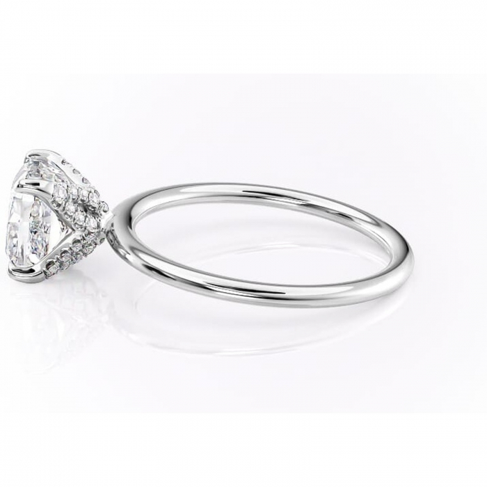 Inel de logodnă Lux din aur Alb 18kt cu moissanite tăietură pernă – Solitar rafinată pentru profil înalt | Personalizează și configurează gratuit online [6]