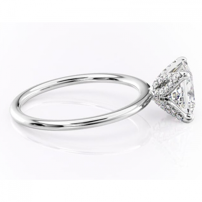 Inel de logodnă Lux din aur Alb 14kt cu moissanite tăietură princess – Solitar rafinată pentru profil înalt | Personalizează și configurează gratuit online [2]