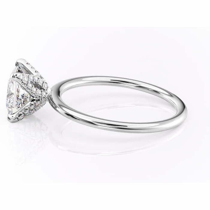 Inel de logodnă Lux din aur Alb 14kt cu moissanite tăietură princess – Solitar rafinată pentru profil înalt | Personalizează și configurează gratuit online [6]