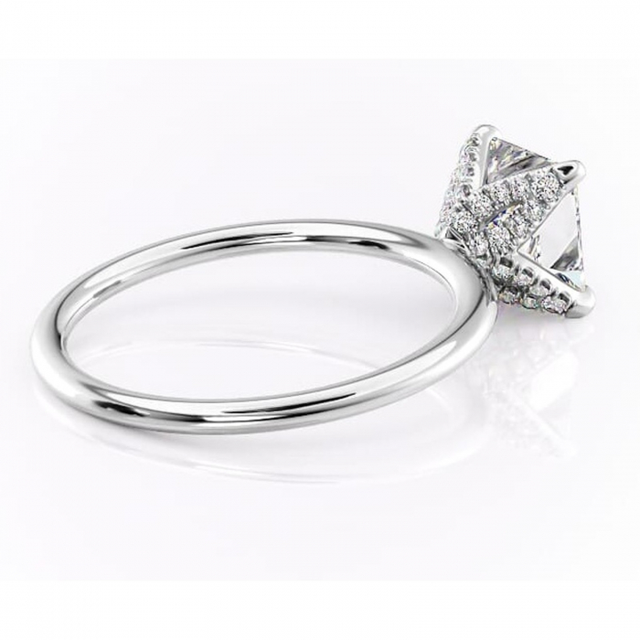 Inel de logodnă Lux din aur Alb 14kt cu moissanite tăietură princess – Solitar rafinată pentru profil înalt | Personalizează și configurează gratuit online [3]