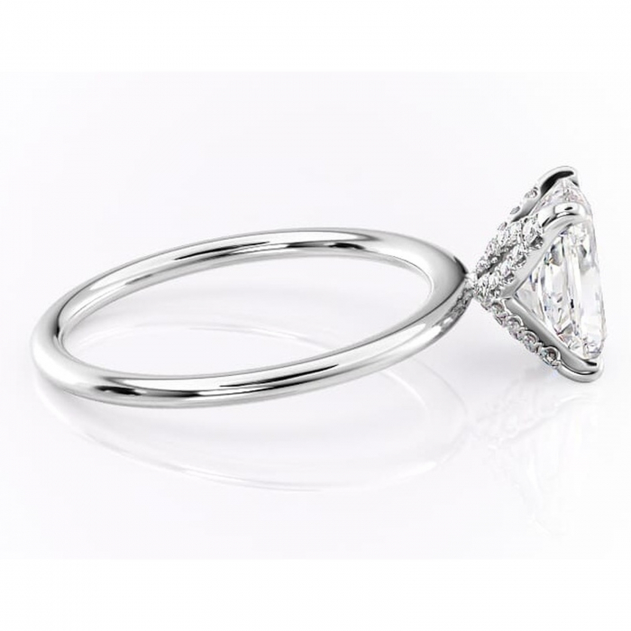 Inel de logodnă Lux din aur Alb 18kt cu moissanite tăietură radiantă – Solitar rafinată pentru profil înalt | Personalizează și configurează gratuit online [2]