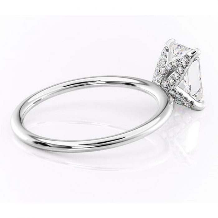 Inel de logodnă Lux din aur Alb 18kt cu moissanite tăietură radiantă – Solitar rafinată pentru profil înalt | Personalizează și configurează gratuit online [3]