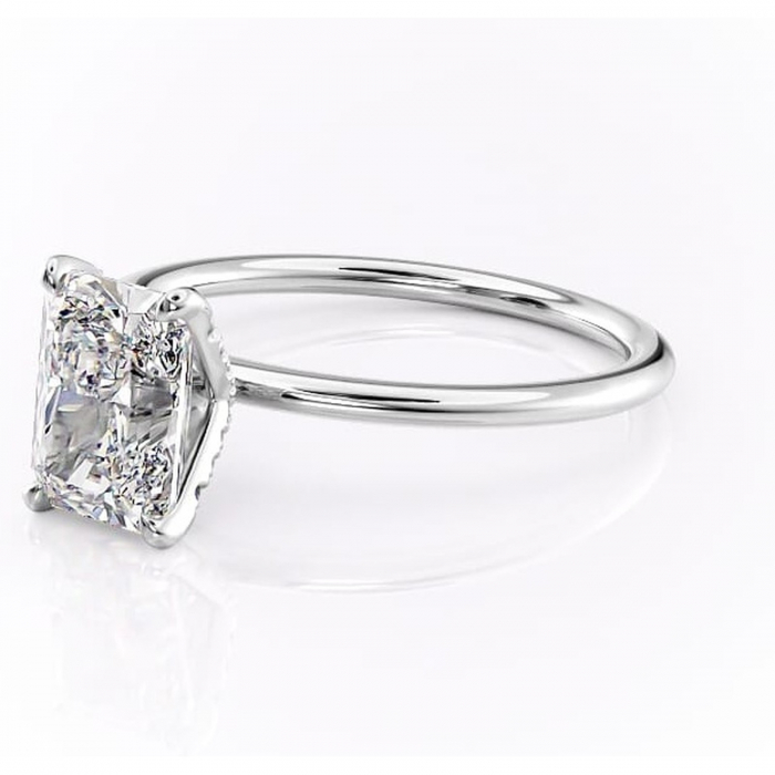 Inel de logodnă Lux din aur Alb 18kt cu moissanite tăietură radiantă – Solitar rafinată pentru profil înalt | Personalizează și configurează gratuit online [7]