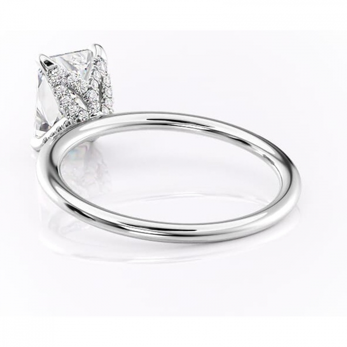 Inel de logodnă Lux din aur Alb 18kt cu moissanite tăietură radiantă – Solitar rafinată pentru profil înalt | Personalizează și configurează gratuit online [4]
