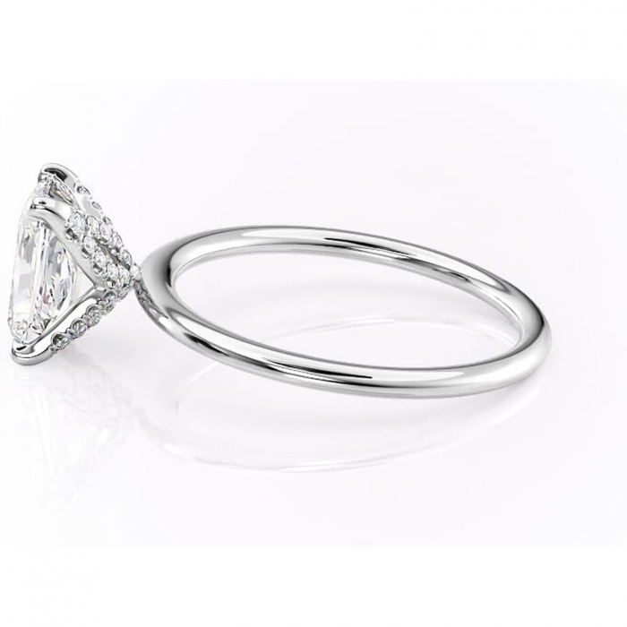 Inel de logodnă Lux din aur Alb 18kt cu moissanite tăietură radiantă – Solitar rafinată pentru profil înalt | Personalizează și configurează gratuit online [6]
