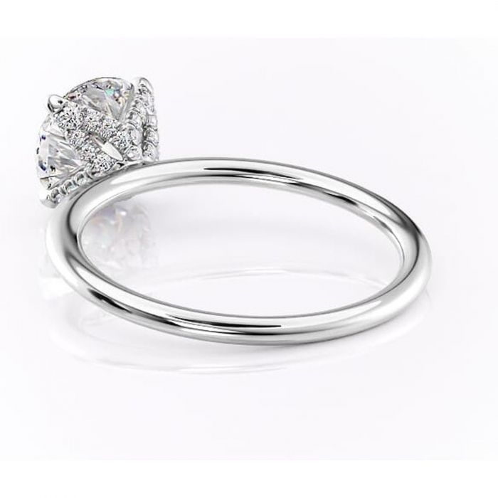Inel de logodnă Lux din aur Alb 14kt cu moissanite tăietură rotundă – Solitar rafinată pentru profil înalt | Personalizează și configurează gratuit online [4]