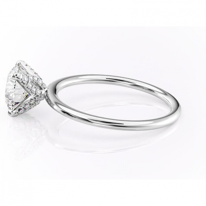 Inel de logodnă Lux din aur Alb 14kt cu moissanite tăietură rotundă – Solitar rafinată pentru profil înalt | Personalizează și configurează gratuit online [6]