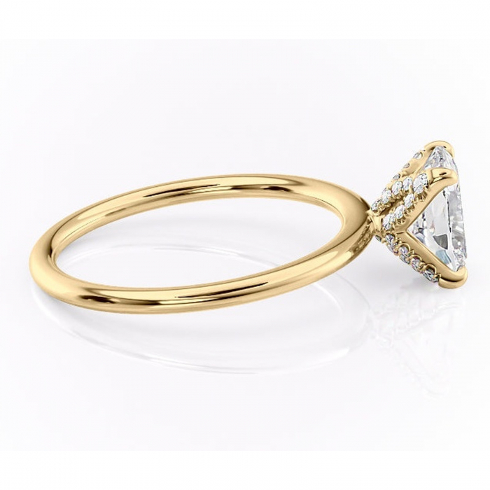 Inel de logodnă Lux din aur Galben 14kt cu moissanite tăietură pernă – Solitar rafinată pentru profil înalt | Personalizează și configurează gratuit online [2]