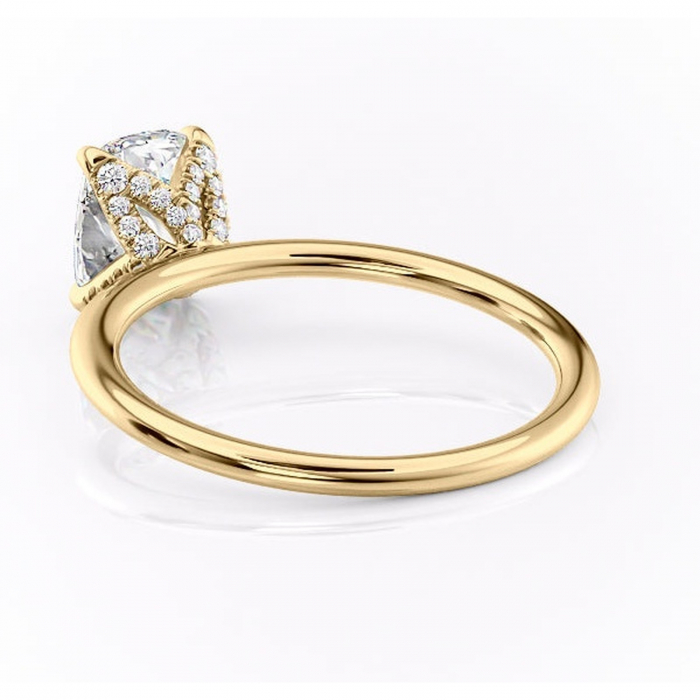 Inel de logodnă Lux din aur Galben 14kt cu moissanite tăietură pernă – Solitar rafinată pentru profil înalt | Personalizează și configurează gratuit online [4]