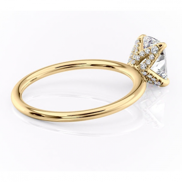 Inel de logodnă Lux din aur Galben 14kt cu moissanite tăietură pernă – Solitar rafinată pentru profil înalt | Personalizează și configurează gratuit online [3]