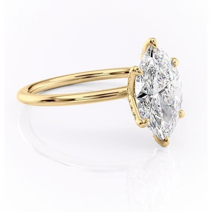 Inel de logodnă Lux din aur Galben 18kt cu moissanite tăietură marquise – Solitar rafinată pentru profil înalt | Personalizează și configurează gratuit online [1]