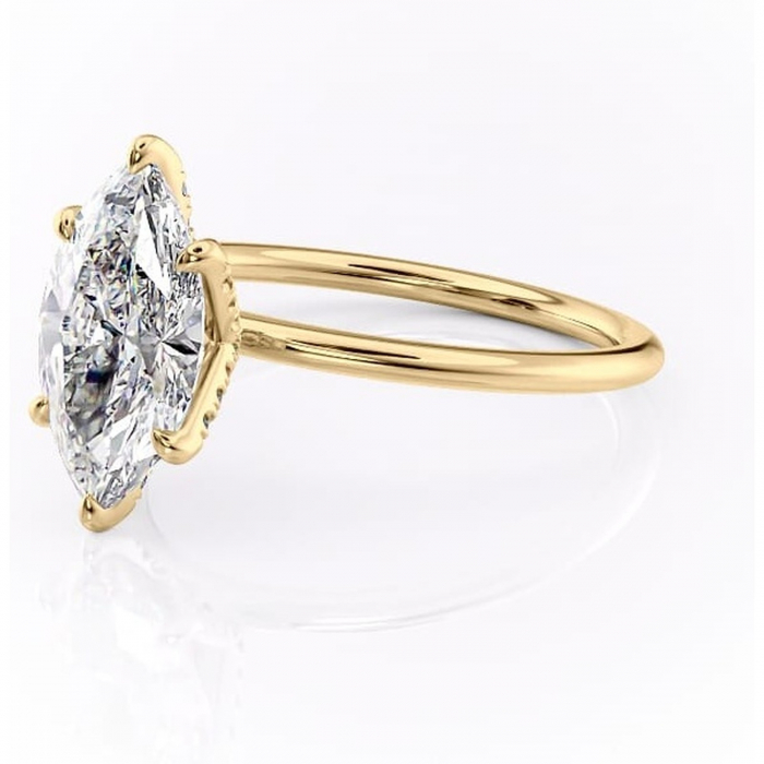 Inel de logodnă Lux din aur Galben 18kt cu moissanite tăietură marquise – Solitar rafinată pentru profil înalt | Personalizează și configurează gratuit online [7]