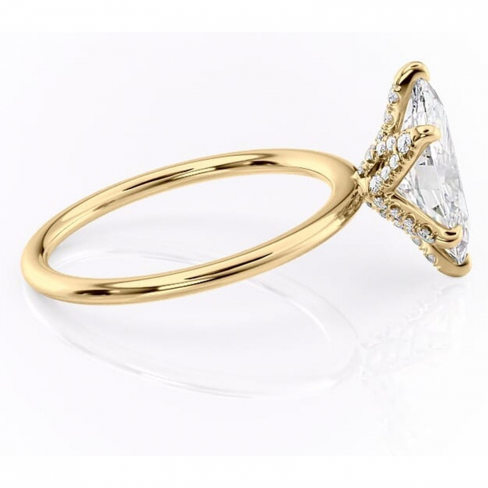 Inel de logodnă Lux din aur Galben 18kt cu moissanite tăietură marquise – Solitar rafinată pentru profil înalt | Personalizează și configurează gratuit online [2]