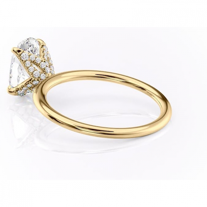 Inel de logodnă Lux din aur Galben 14kt cu moissanite tăietură ovală – Solitar rafinată pentru profil înalt | Personalizează și configurează gratuit online [5]